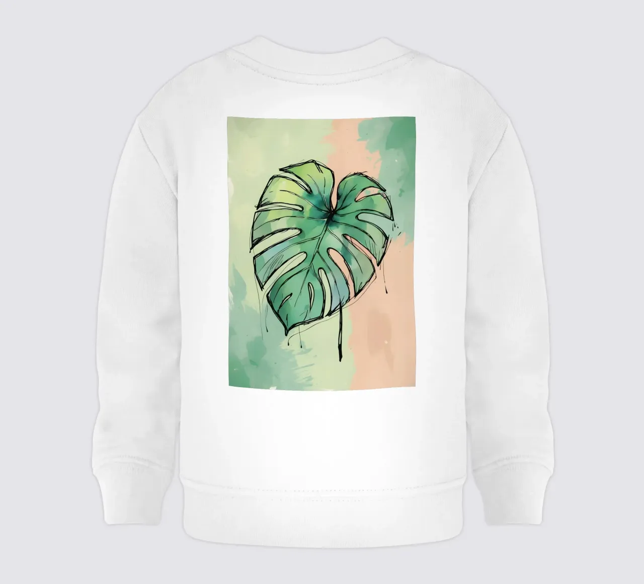 Pittura digitale minimalista di monstera felpa neonato da Bloom And Brush