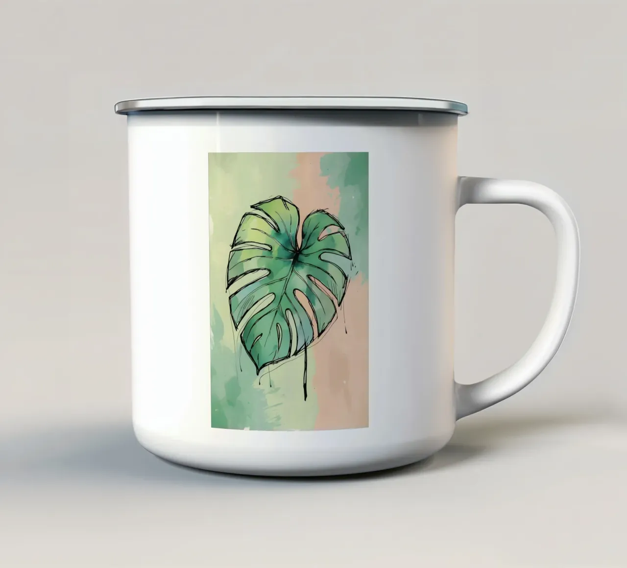 Pittura digitale minimalista di monstera tazza in smalto da Bloom And Brush