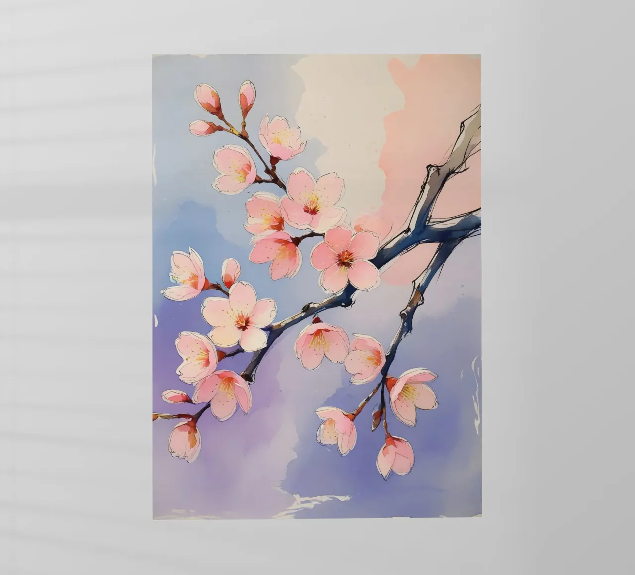 Pittura digitale minimalista con fiori di ciliegio pellicola backlit da Bloom And Brush