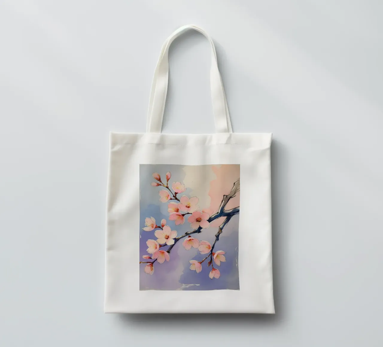 Pittura digitale minimalista con fiori di ciliegio borsa in juta da Bloom And Brush