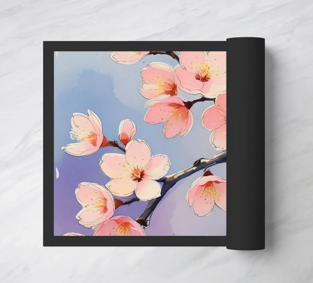 Pittura digitale minimalista con fiori di ciliegio zerbino da Bloom And Brush
