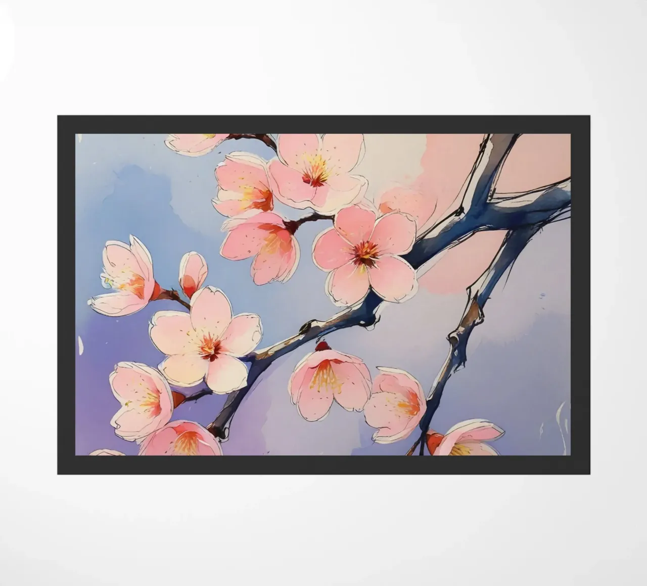 Pittura digitale minimalista con fiori di ciliegio zerbino da Bloom And Brush