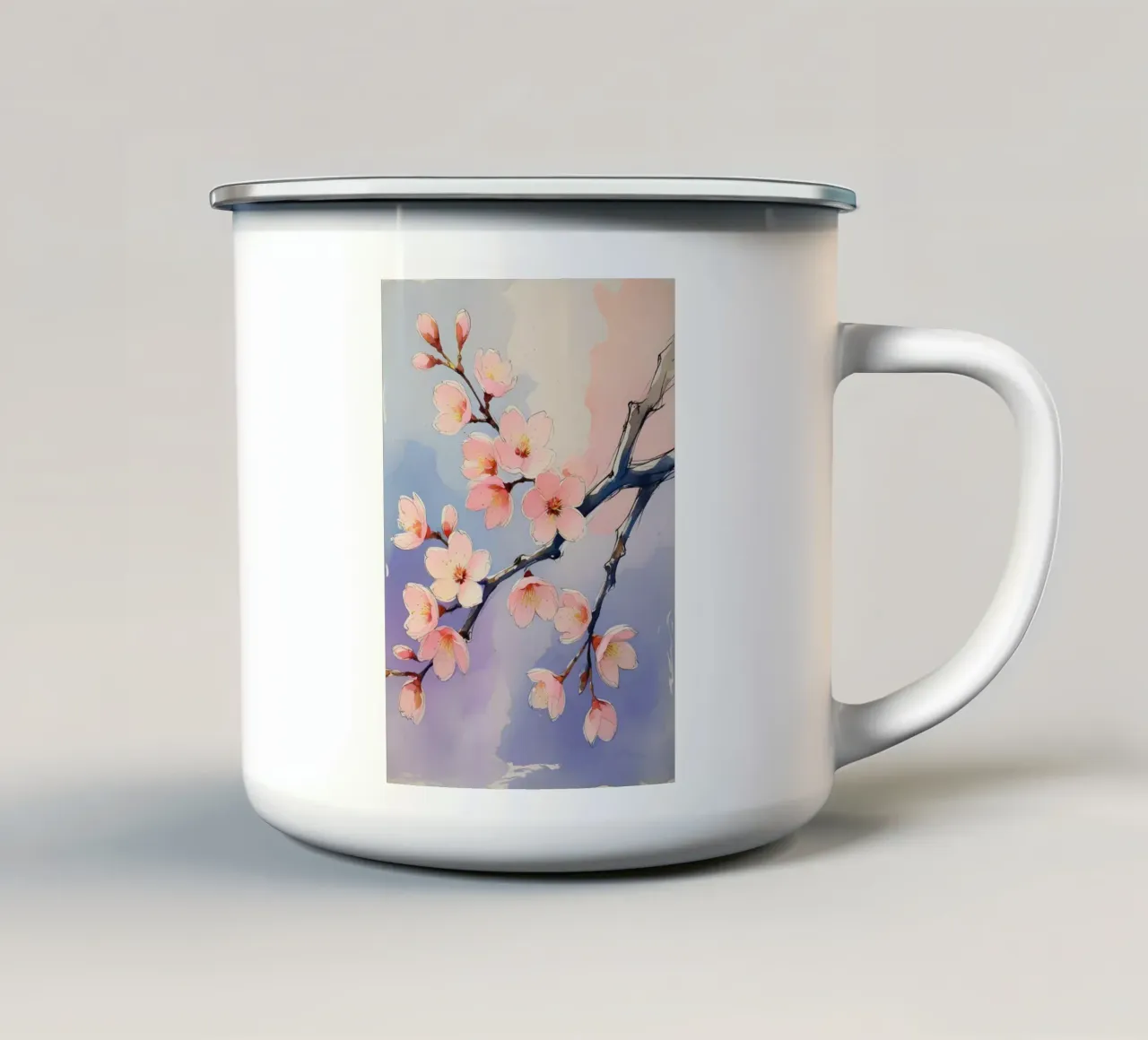 Pittura digitale minimalista con fiori di ciliegio tazza in smalto da Bloom And Brush
