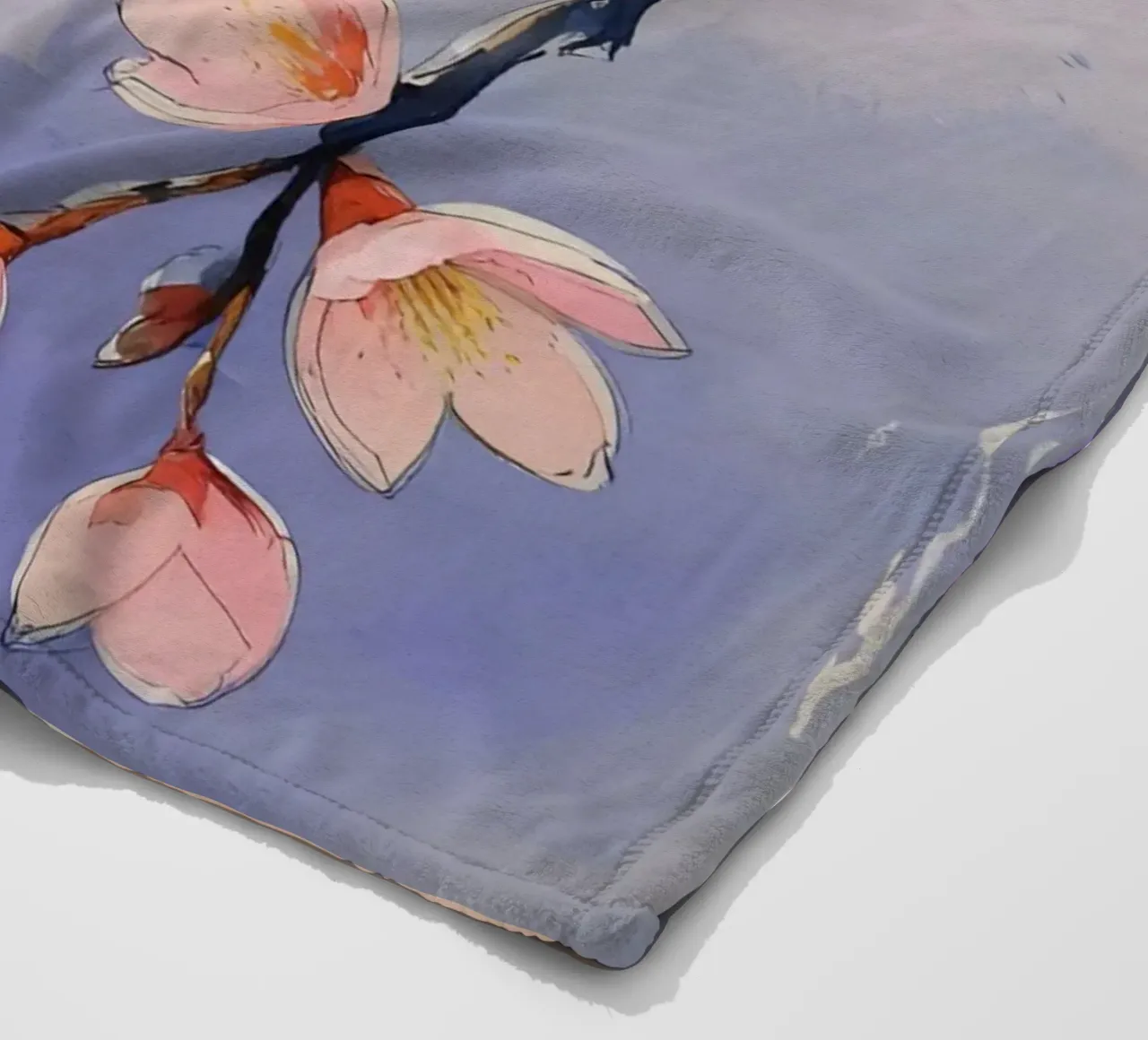 Pittura digitale minimalista con fiori di ciliegio coperta in pile da Bloom And Brush