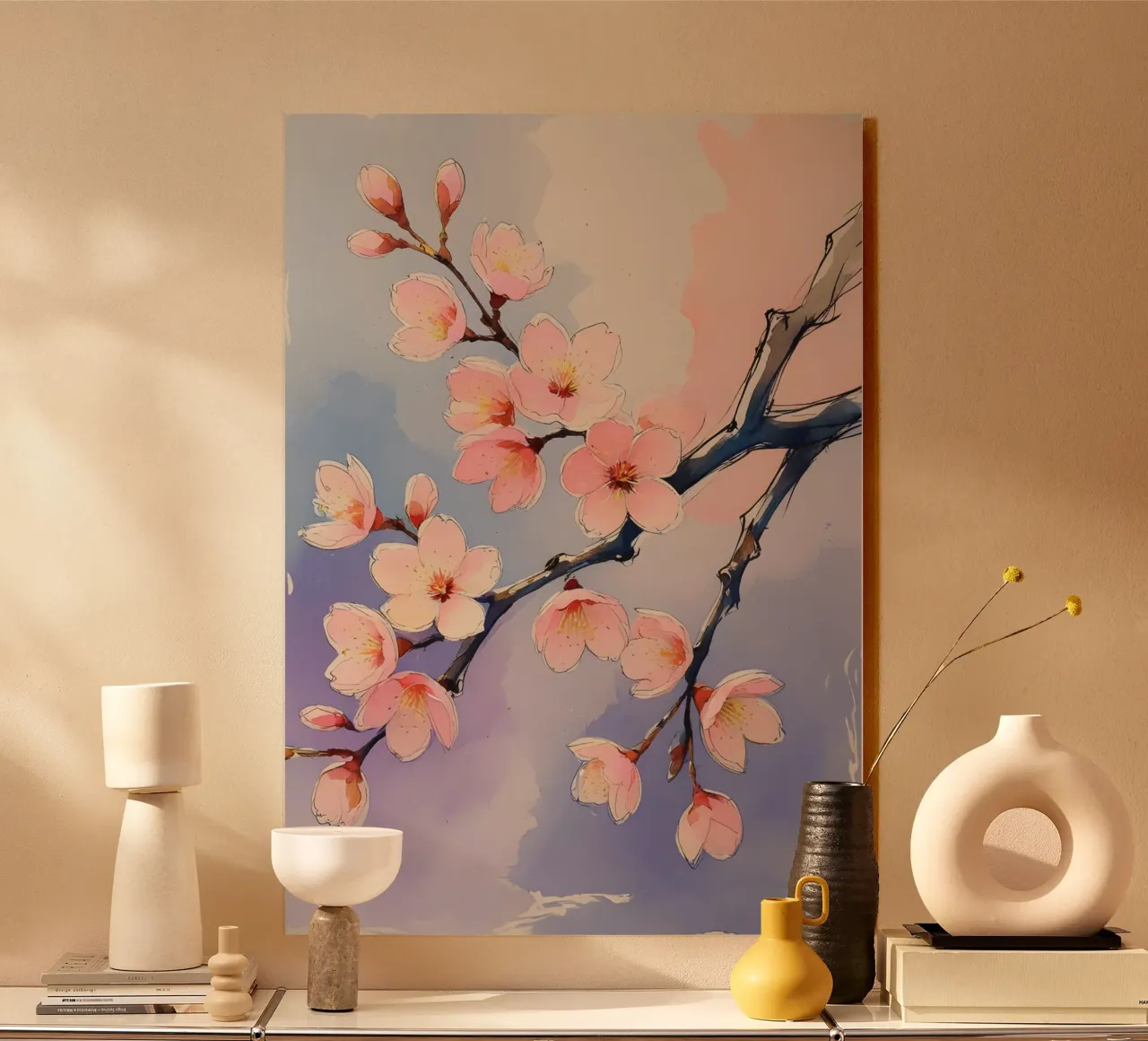 Pittura digitale minimalista con fiori di ciliegio plexiglass da Bloom And Brush