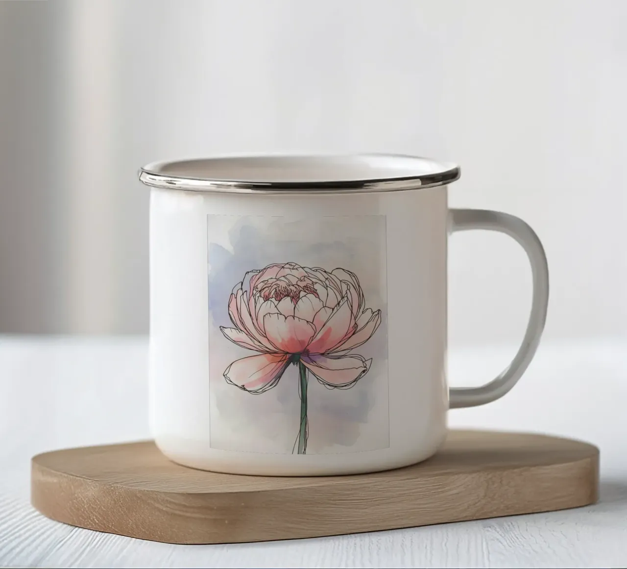 Pittura digitale minimalista di magnolia tazza in smalto da Bloom And Brush