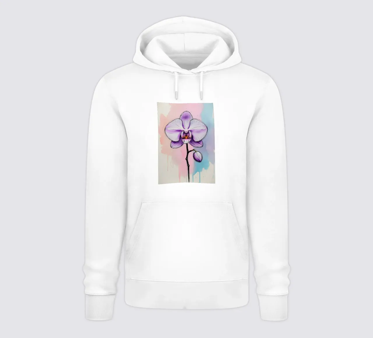 Pittura digitale minimalista di orchidee felpa con cappuccio da Bloom And Brush