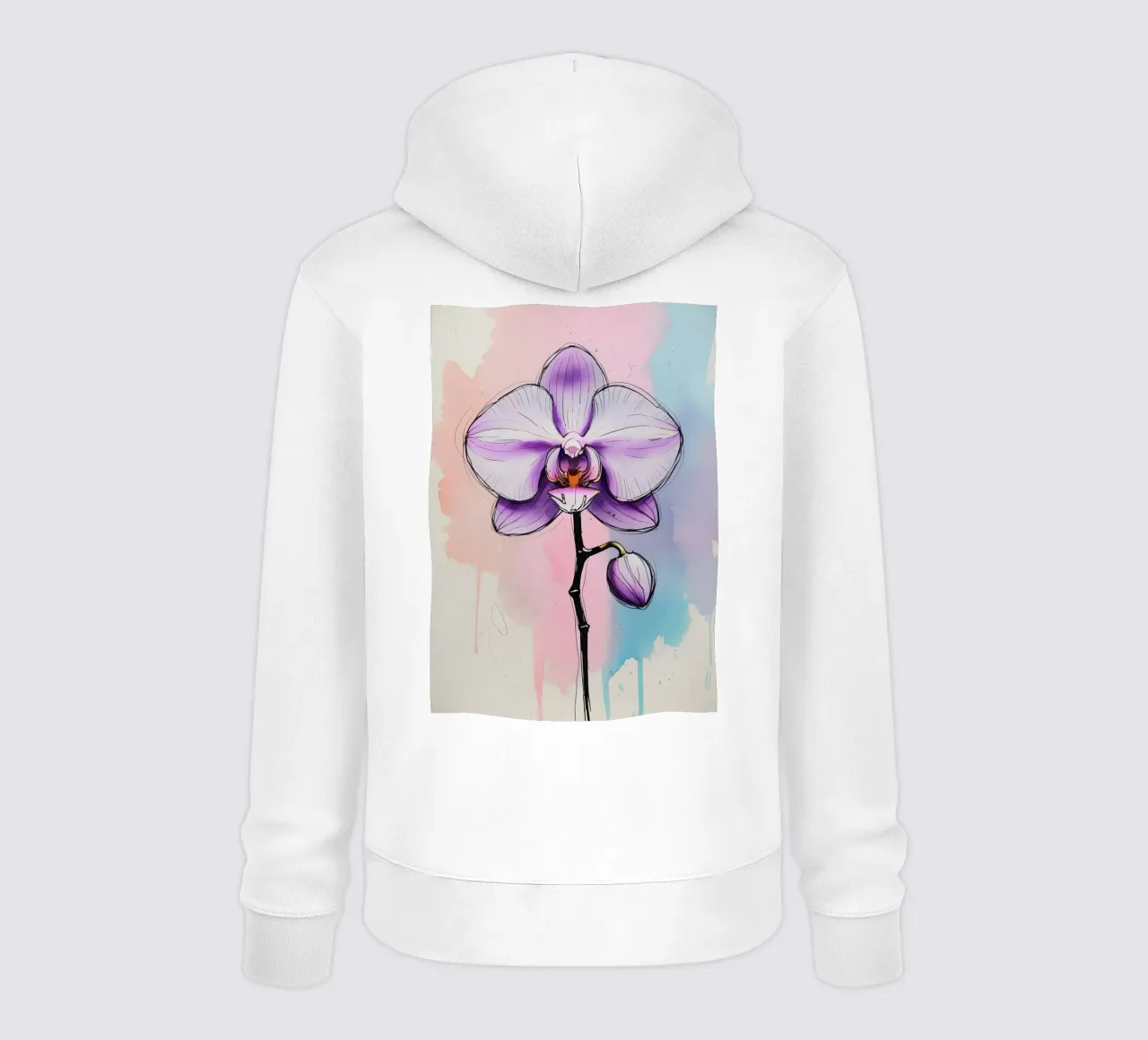 Pittura digitale minimalista di orchidee felpa con cappuccio da Bloom And Brush
