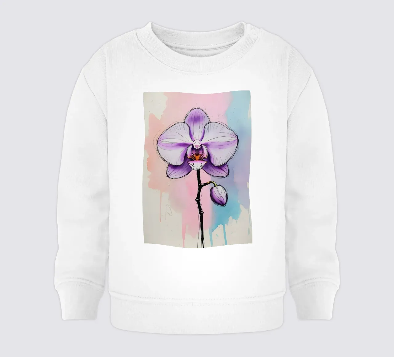 Pittura digitale minimalista di orchidee felpa neonato da Bloom And Brush