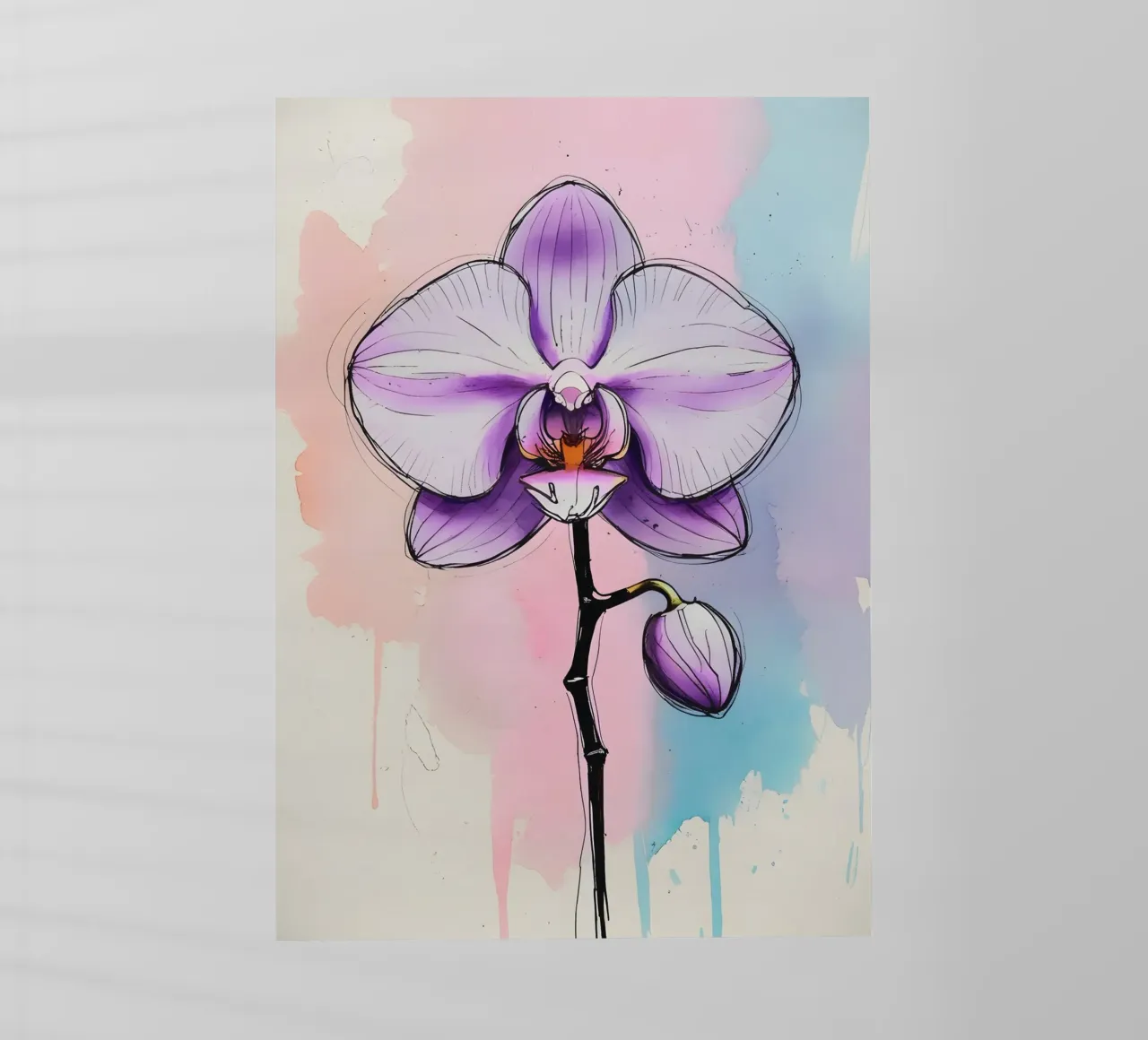 Pittura digitale minimalista di orchidee pellicola backlit da Bloom And Brush