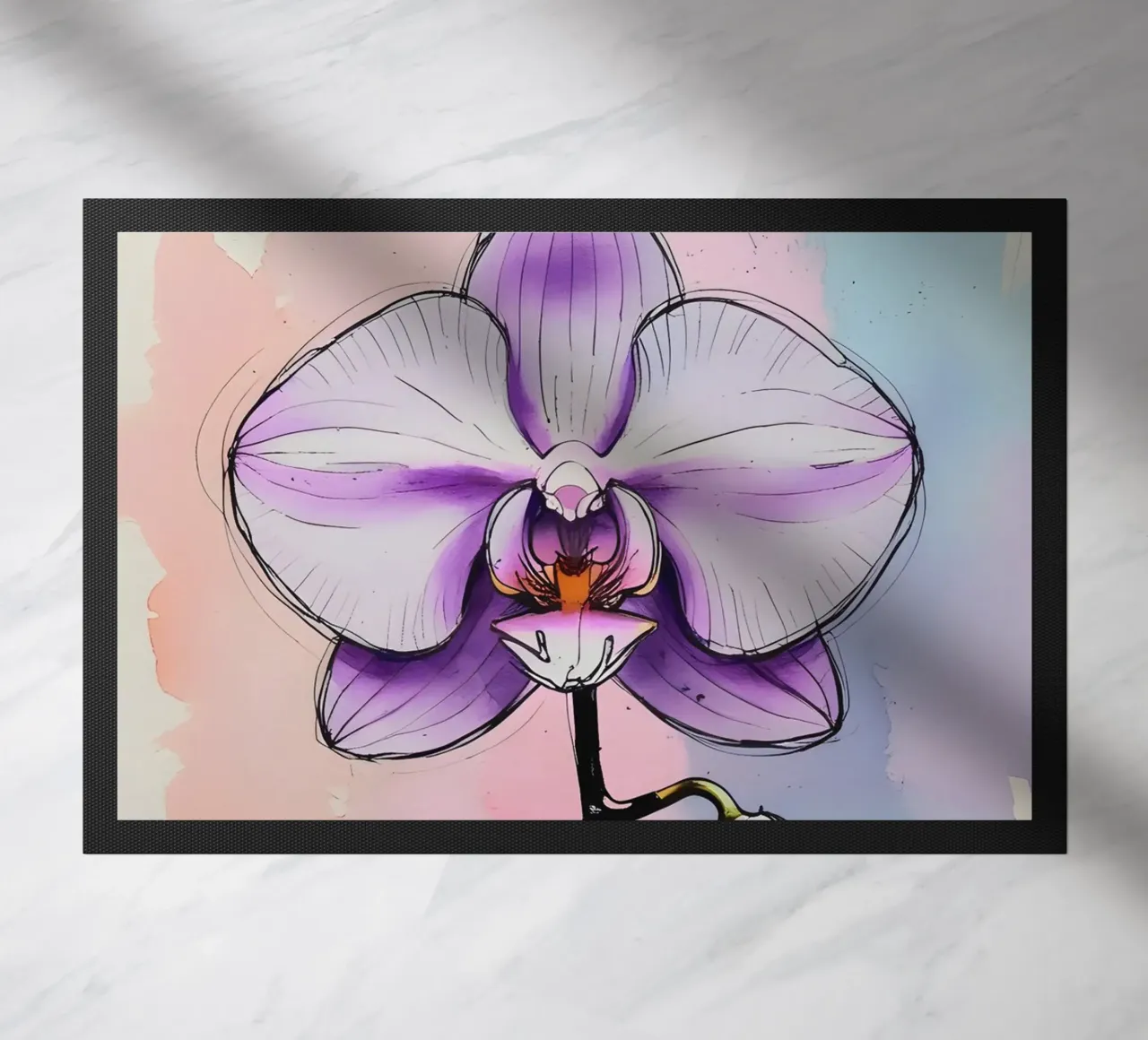 Pittura digitale minimalista di orchidee zerbino da Bloom And Brush