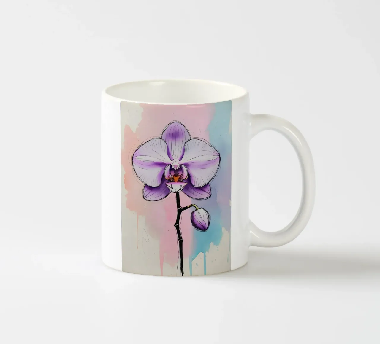 Pittura digitale minimalista di orchidee tazza in ceramica da Bloom And Brush