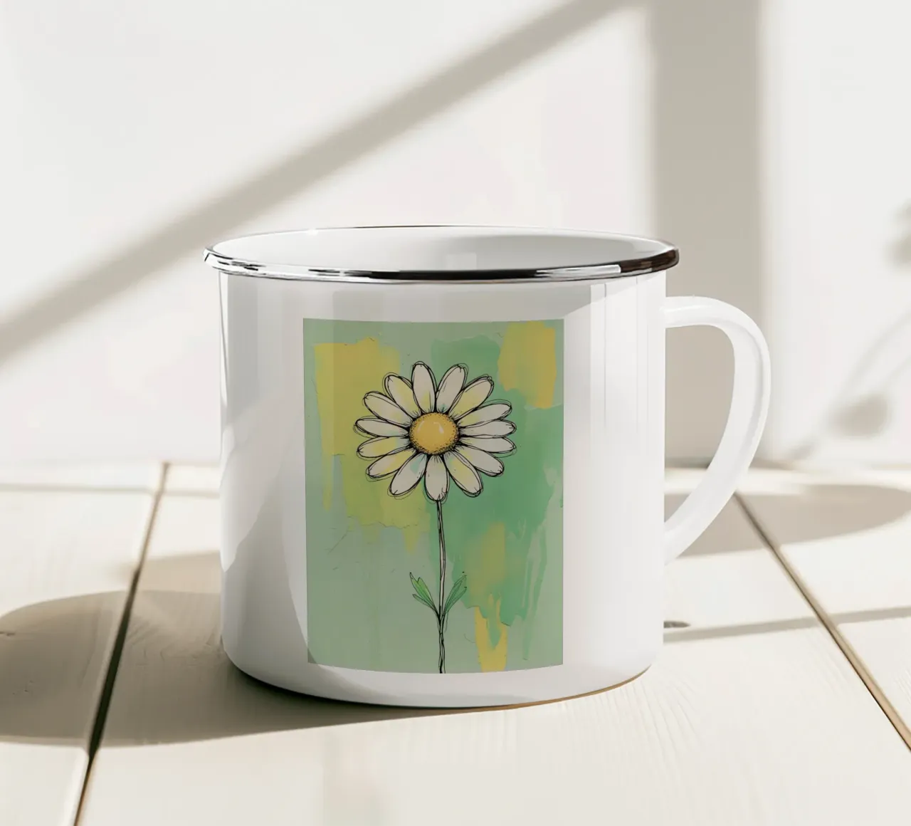Pittura digitale minimalista a forma di margherita tazza in smalto da Bloom And Brush