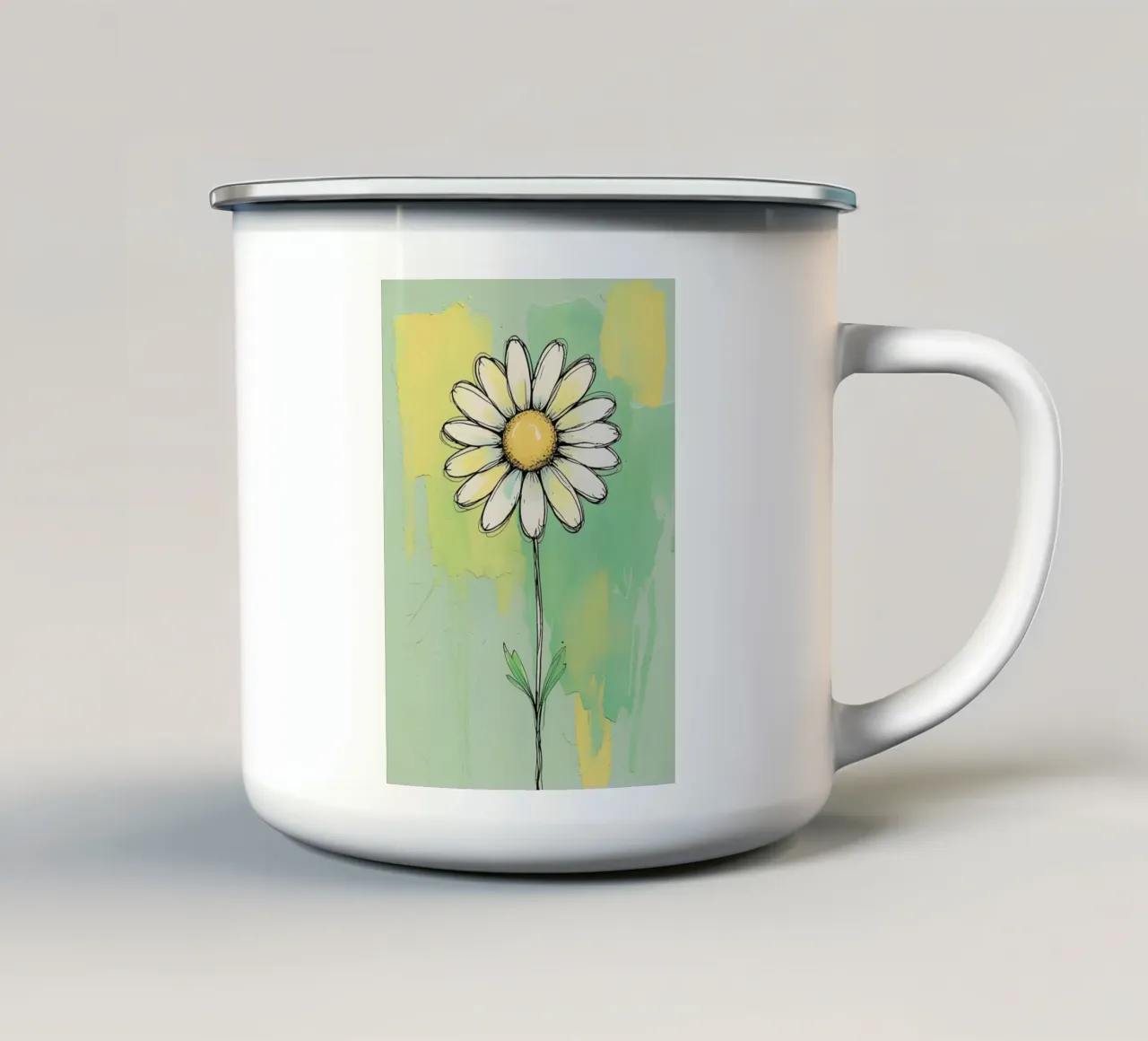 Pittura digitale minimalista a forma di margherita tazza in smalto da Bloom And Brush