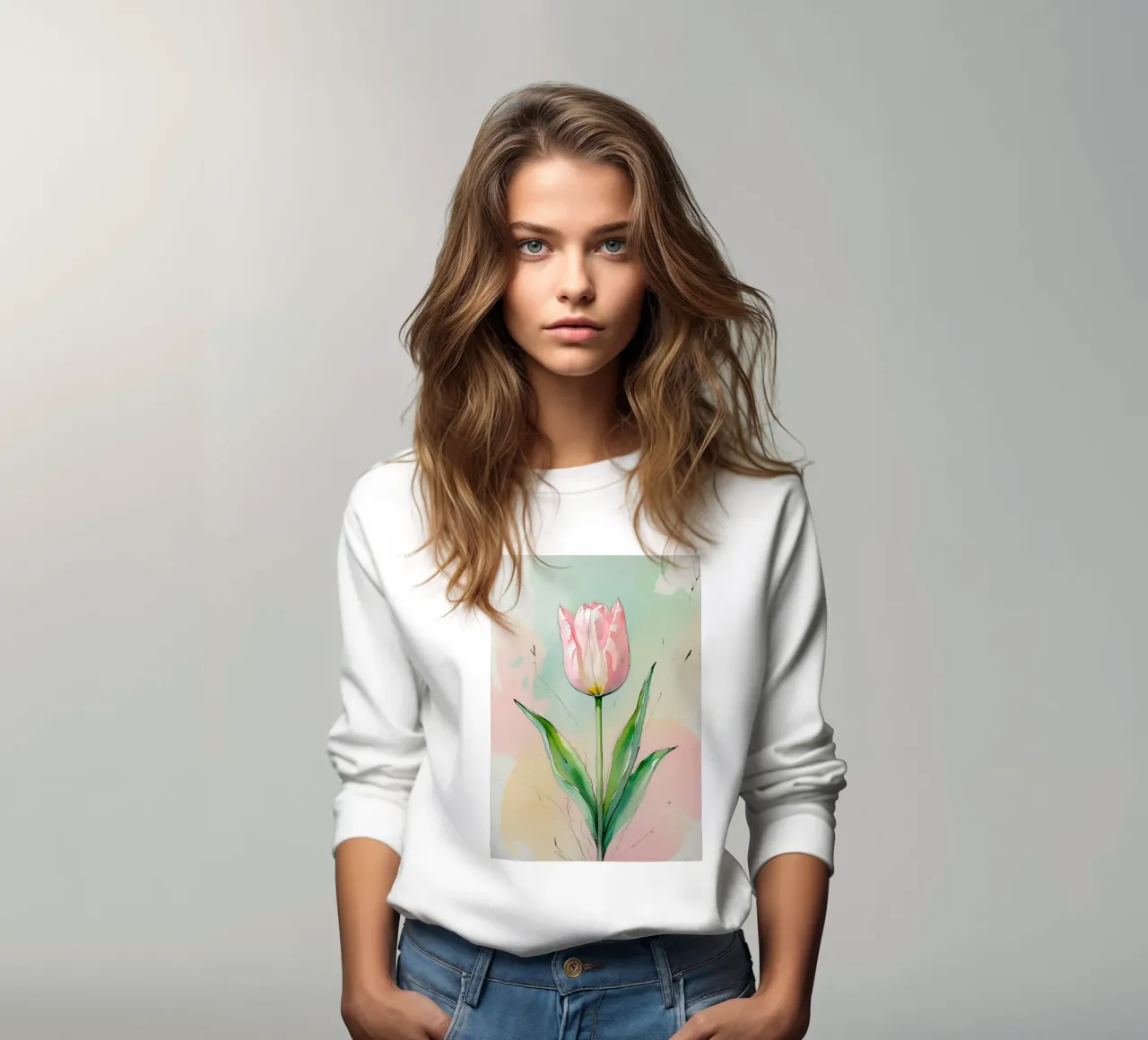 Pittura digitale minimalista con tulipani felpa da Bloom And Brush
