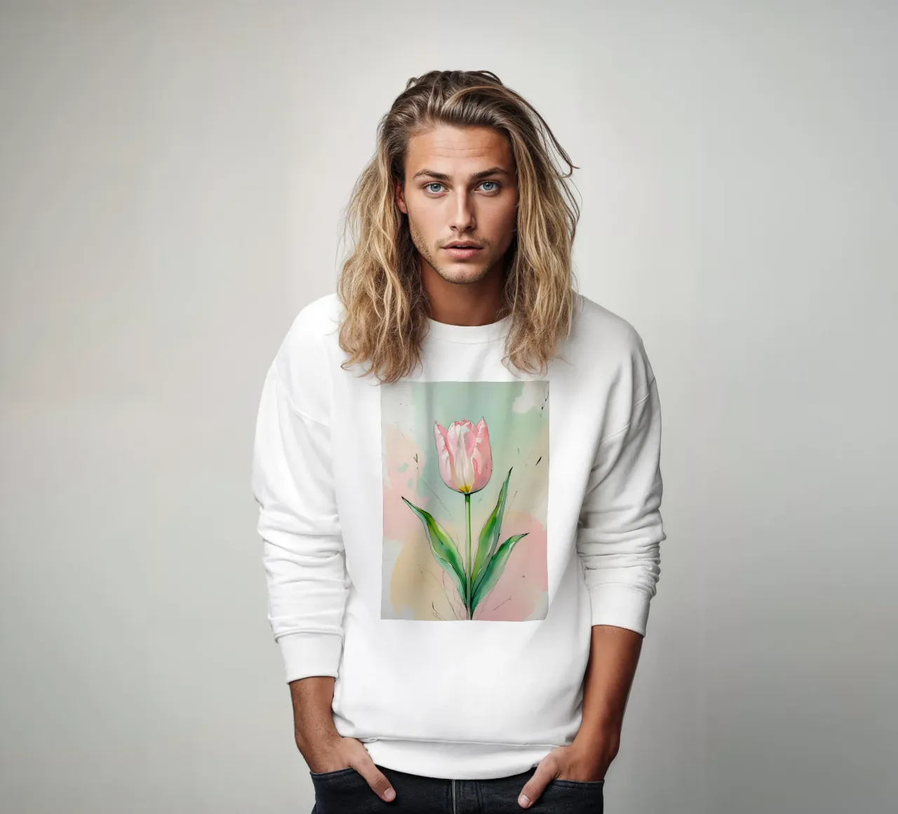 Pittura digitale minimalista con tulipani felpa da Bloom And Brush