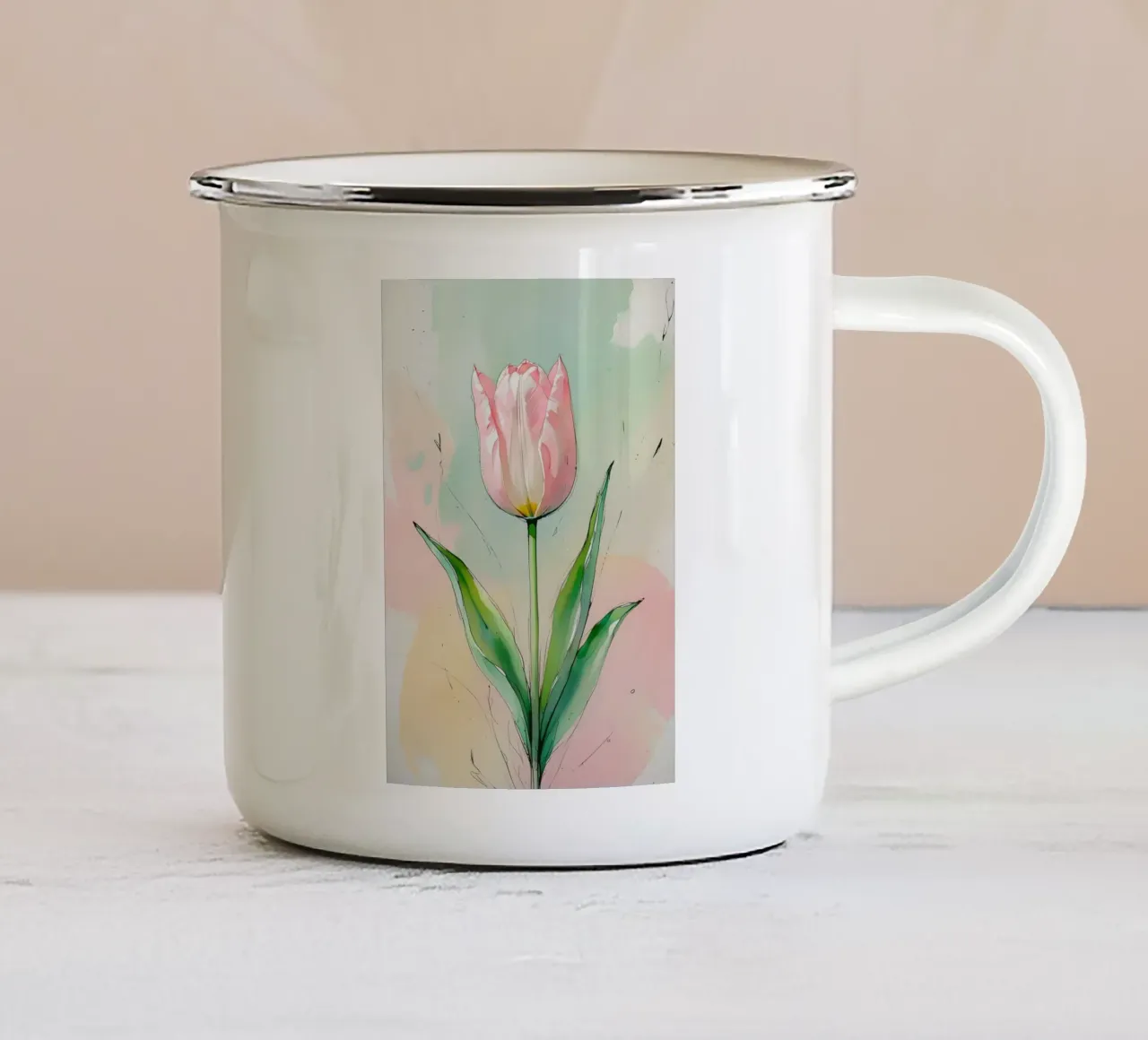 Pittura digitale minimalista con tulipani tazza in smalto da Bloom And Brush