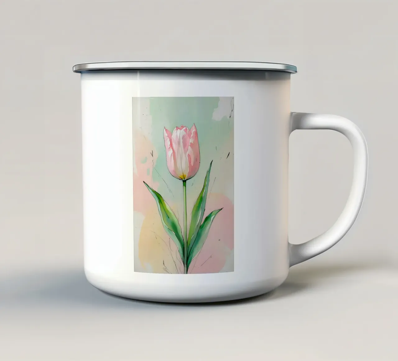 Pittura digitale minimalista con tulipani tazza in smalto da Bloom And Brush