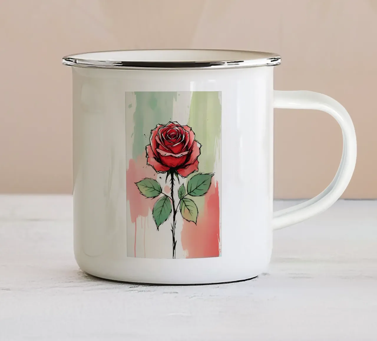 Pittura digitale minimalista di rose tazza in smalto da Bloom And Brush