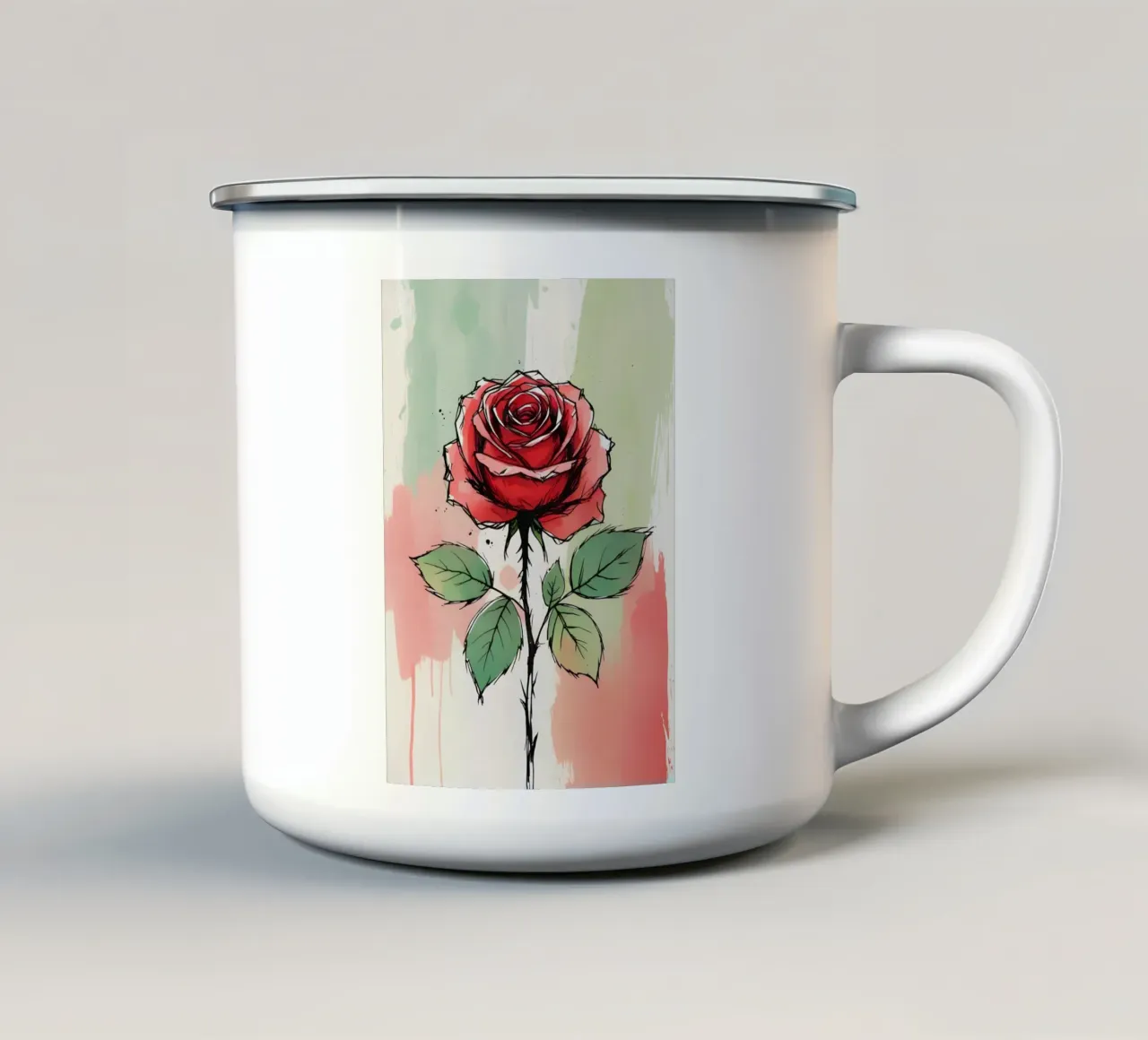 Pittura digitale minimalista di rose tazza in smalto da Bloom And Brush
