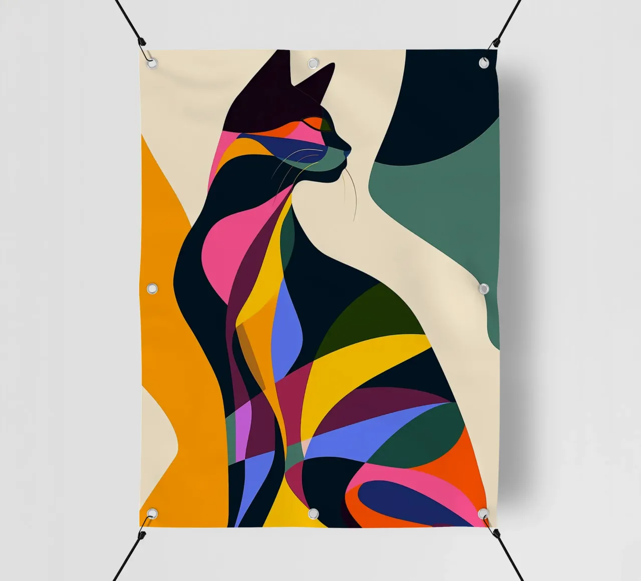 Gatto in tela a contrasto telo in pvc da ShopByHaru