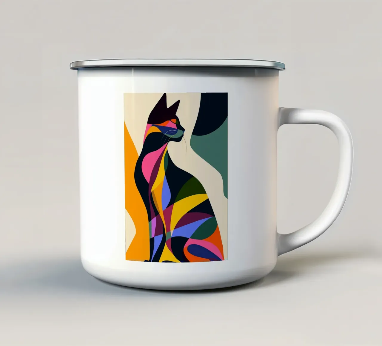 Gatto in tela a contrasto tazza in smalto da ShopByHaru