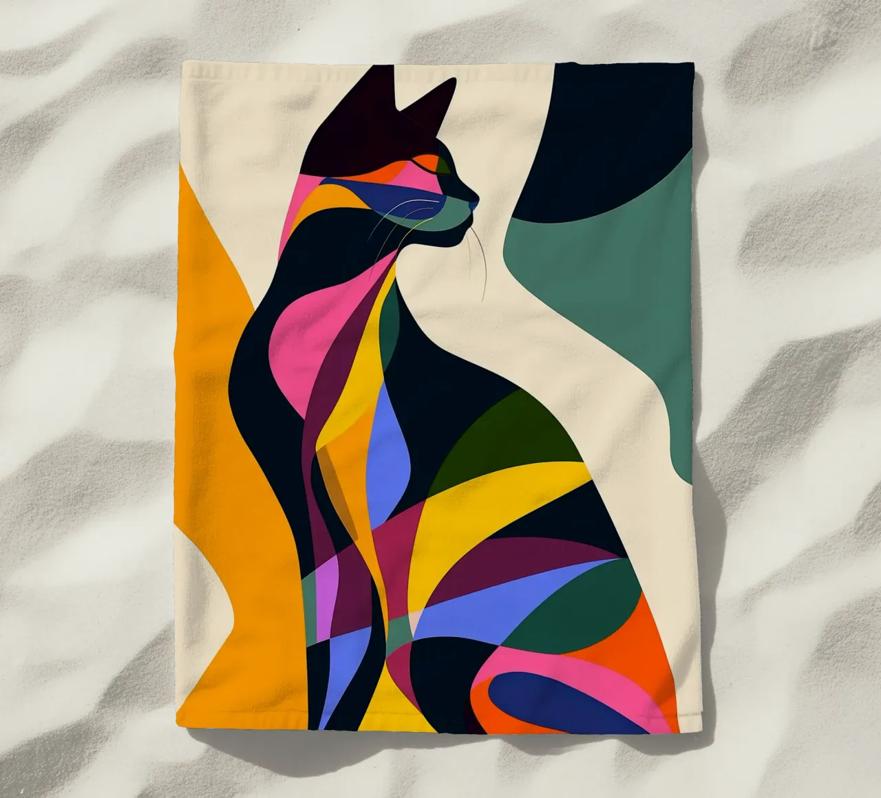 Gatto in tela a contrasto telo mare da ShopByHaru