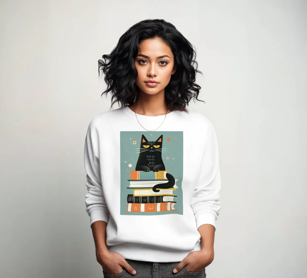 Gatto con libri felpa da ShopByHaru