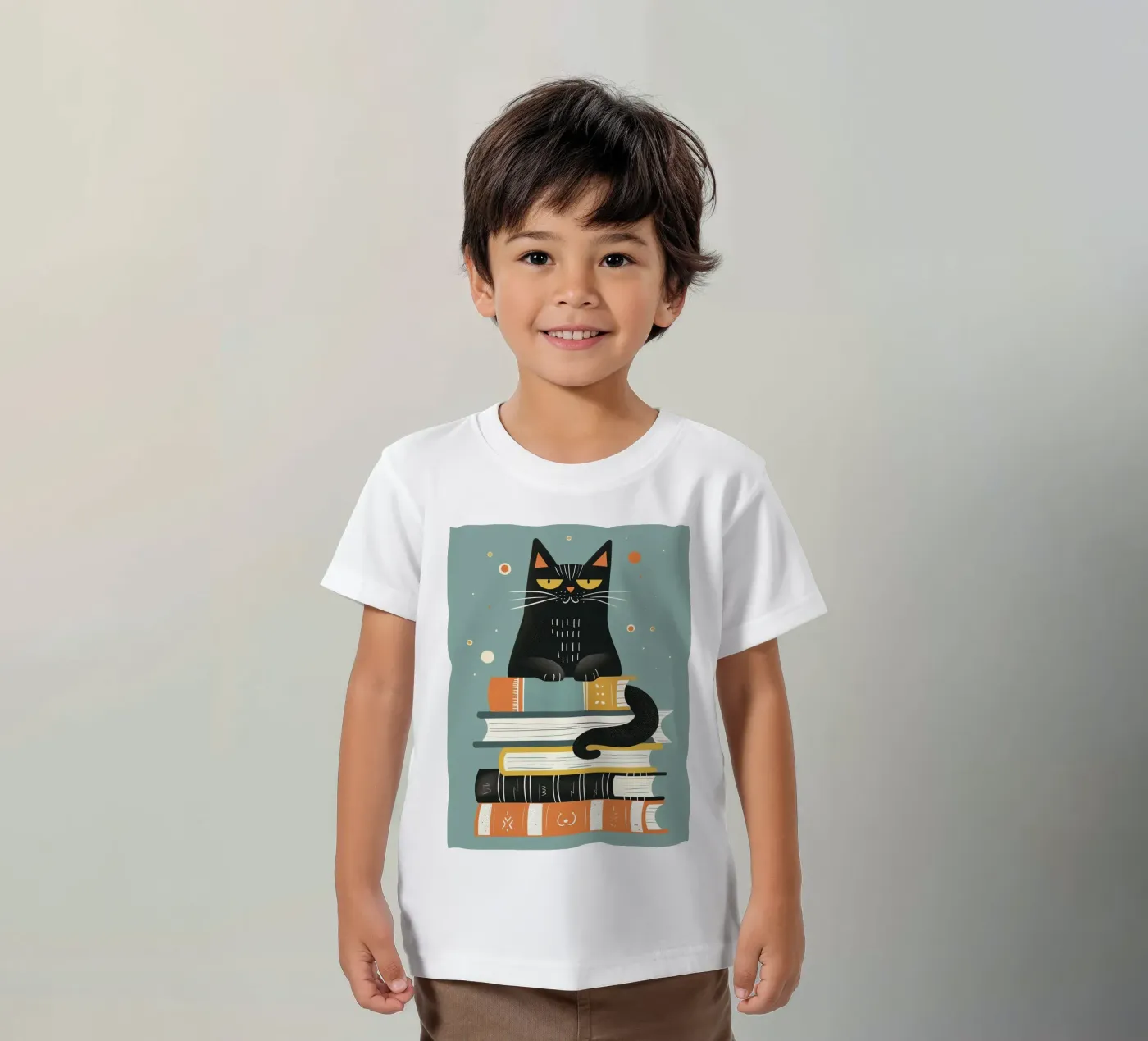 Gatto con libri t-shirt bambini da ShopByHaru