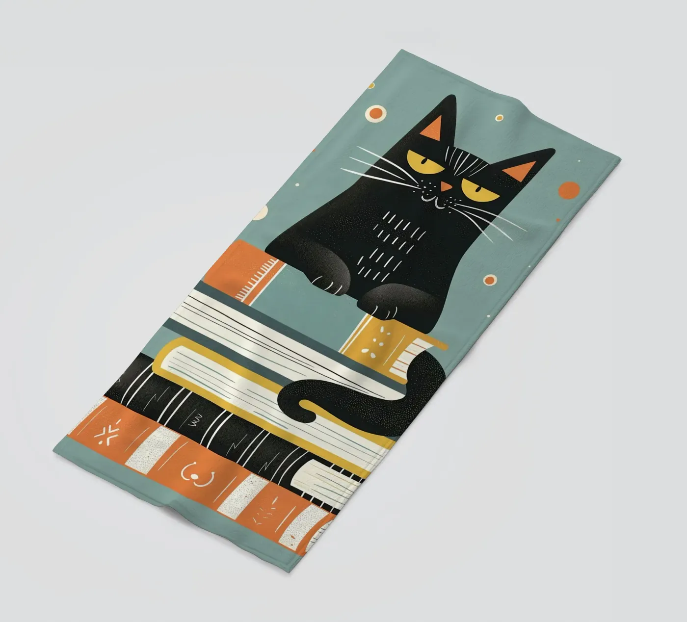 Gatto con libri telo mare da ShopByHaru