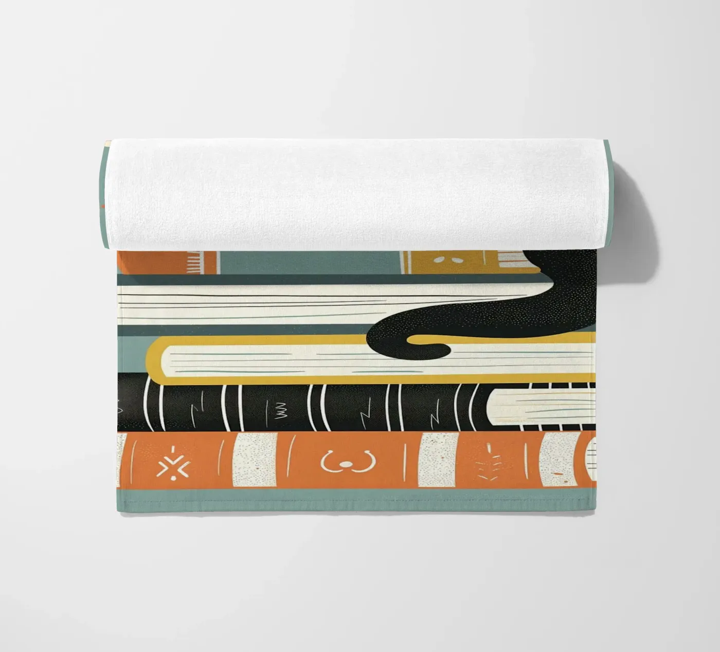 Gatto con libri telo mare da ShopByHaru