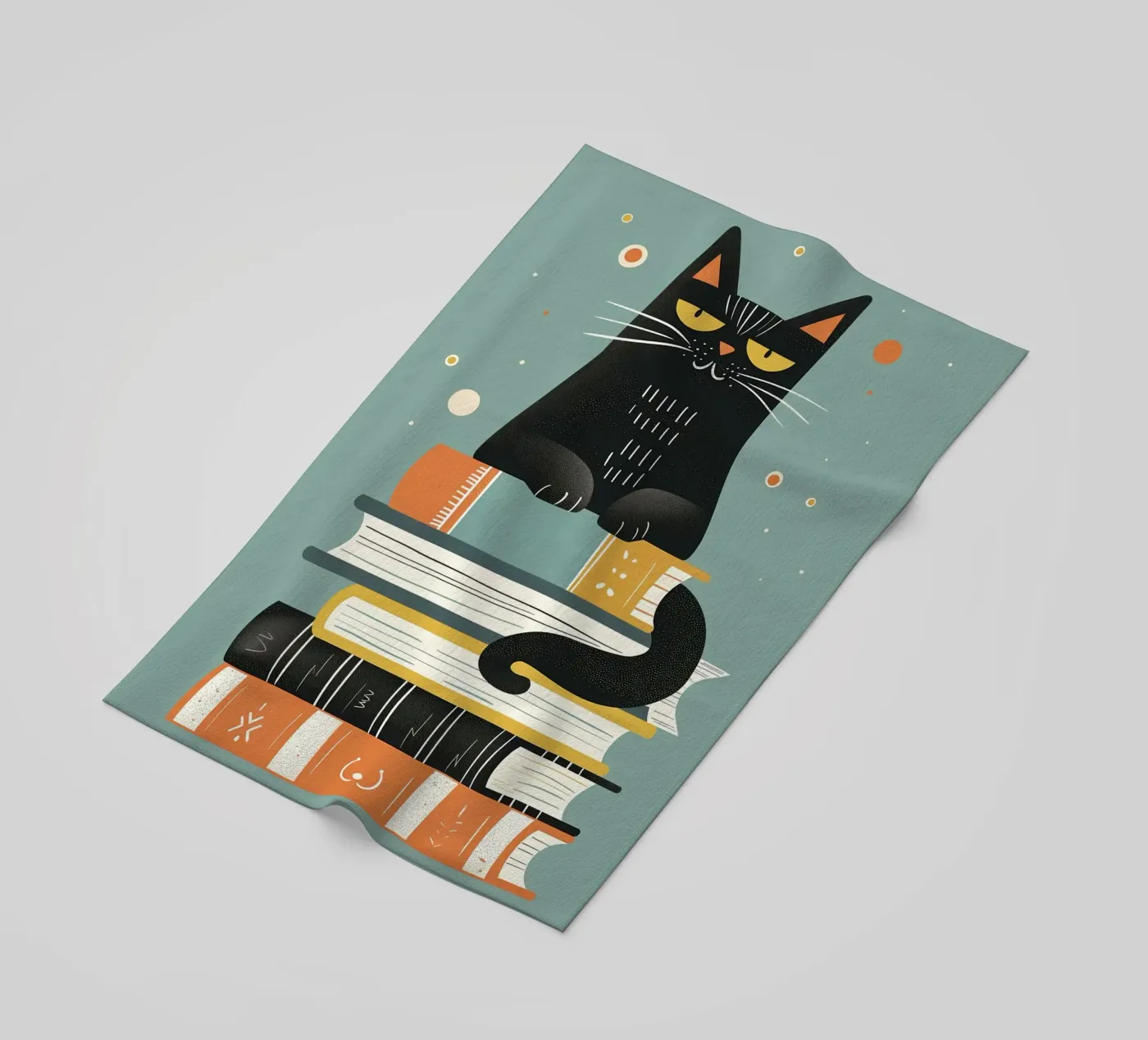 Gatto con libri telo mare da ShopByHaru