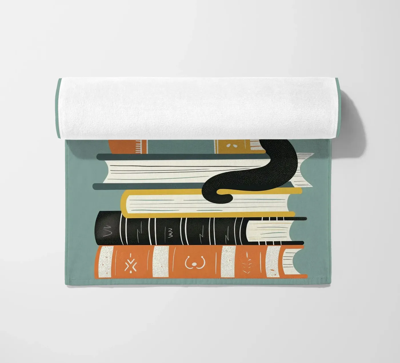 Gatto con libri telo mare da ShopByHaru