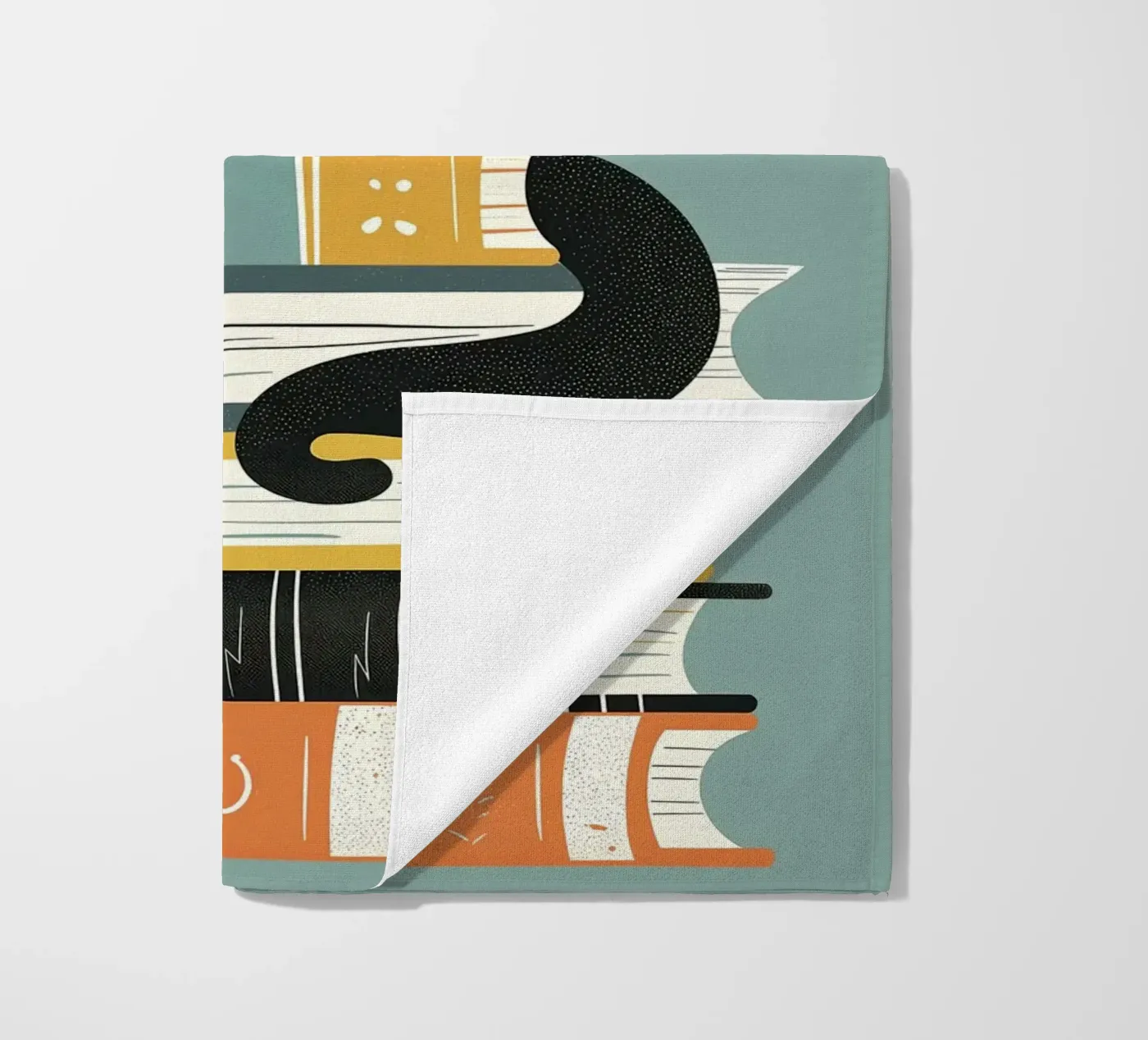 Gatto con libri telo mare da ShopByHaru