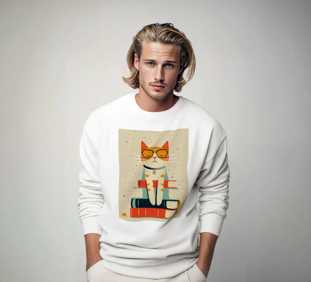 Gatto con libri felpa da ShopByHaru