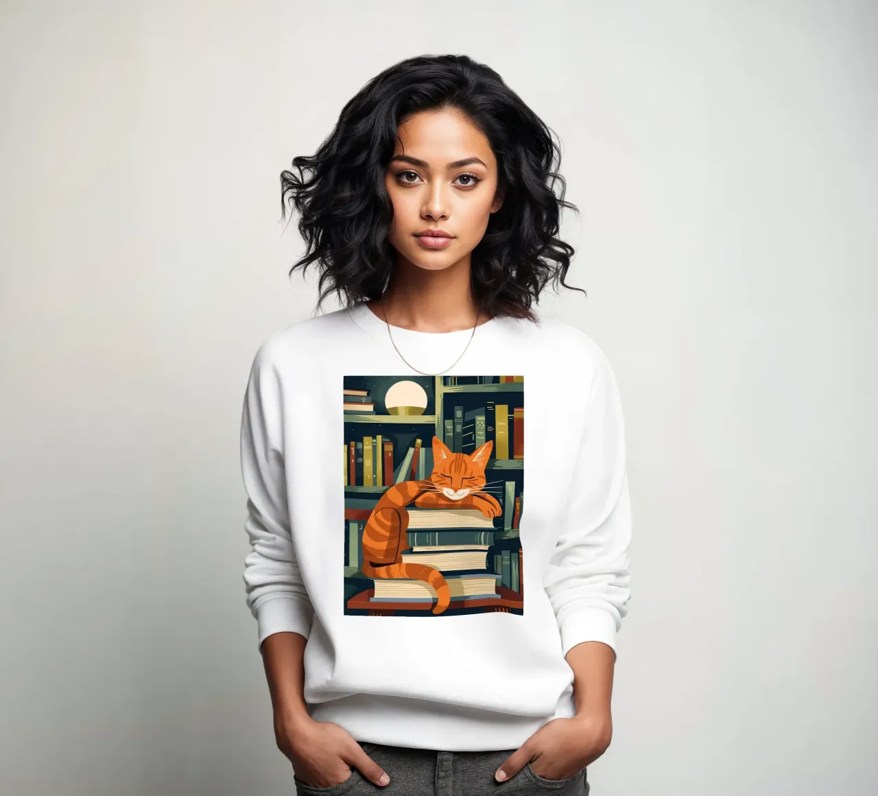 Gatto con libri felpa da ShopByHaru