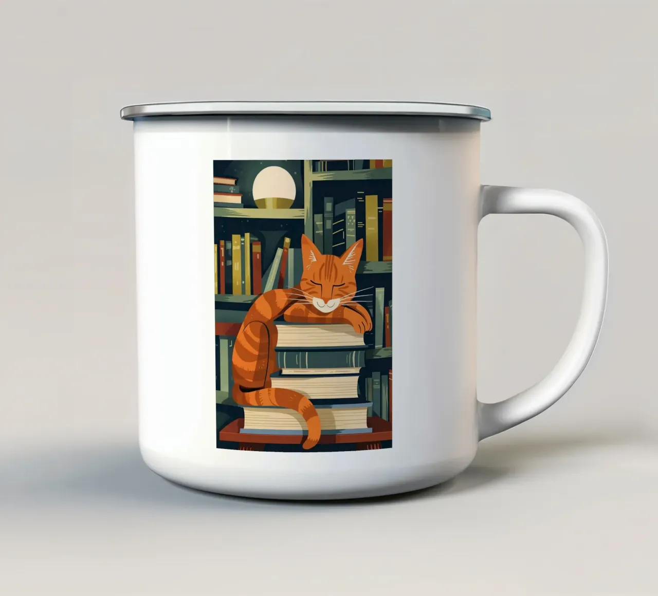 Gatto con libri tazza in smalto da ShopByHaru