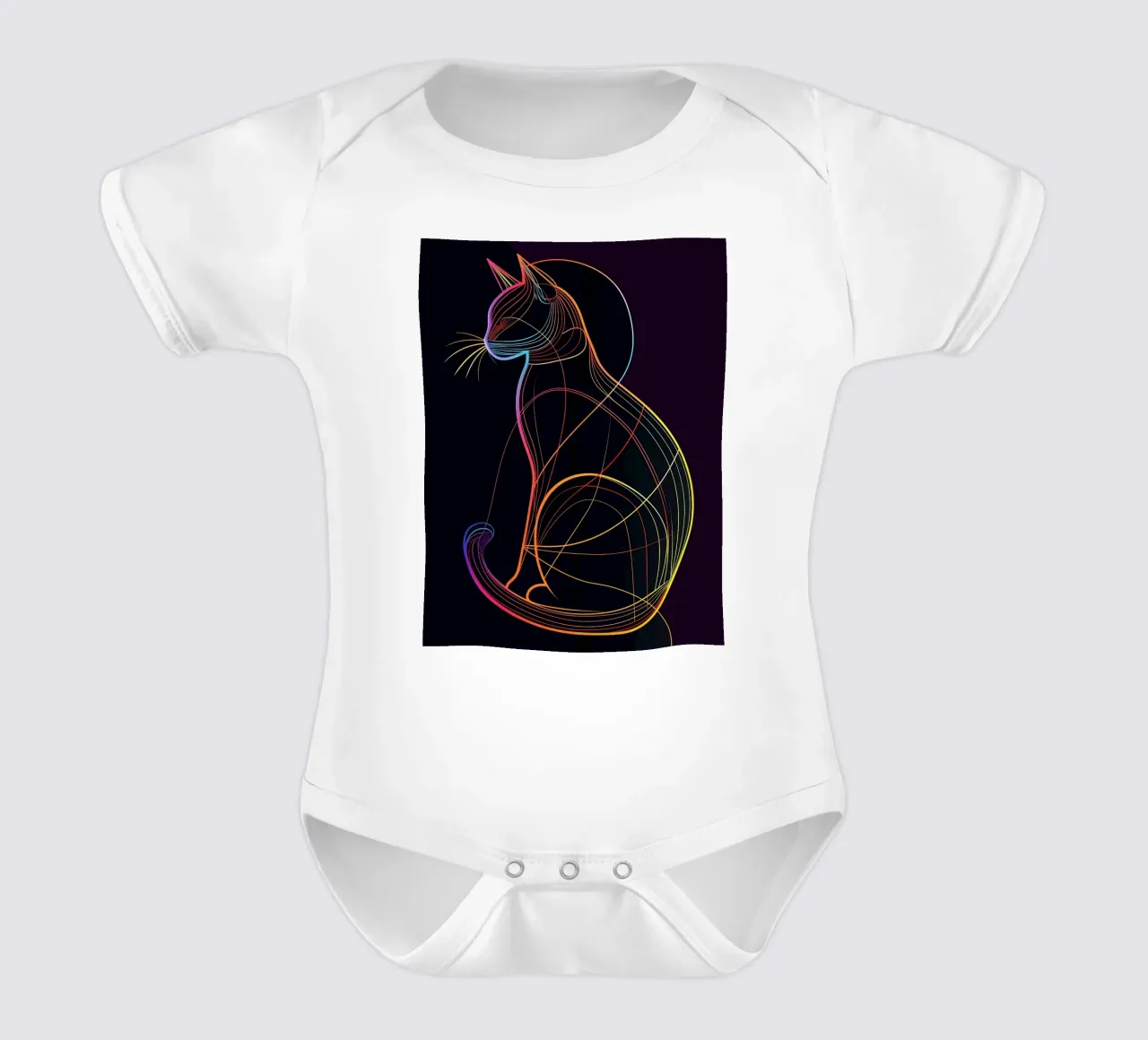 Gatto colorato in linea body neonato maniche corte da ShopByHaru