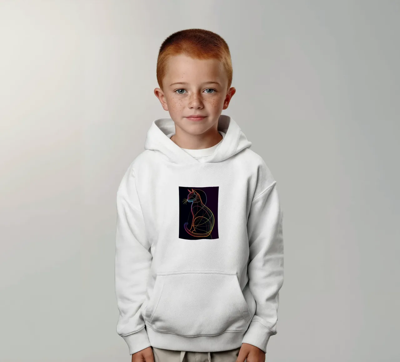 Gatto colorato in linea felpa bambino con cappuccio da ShopByHaru