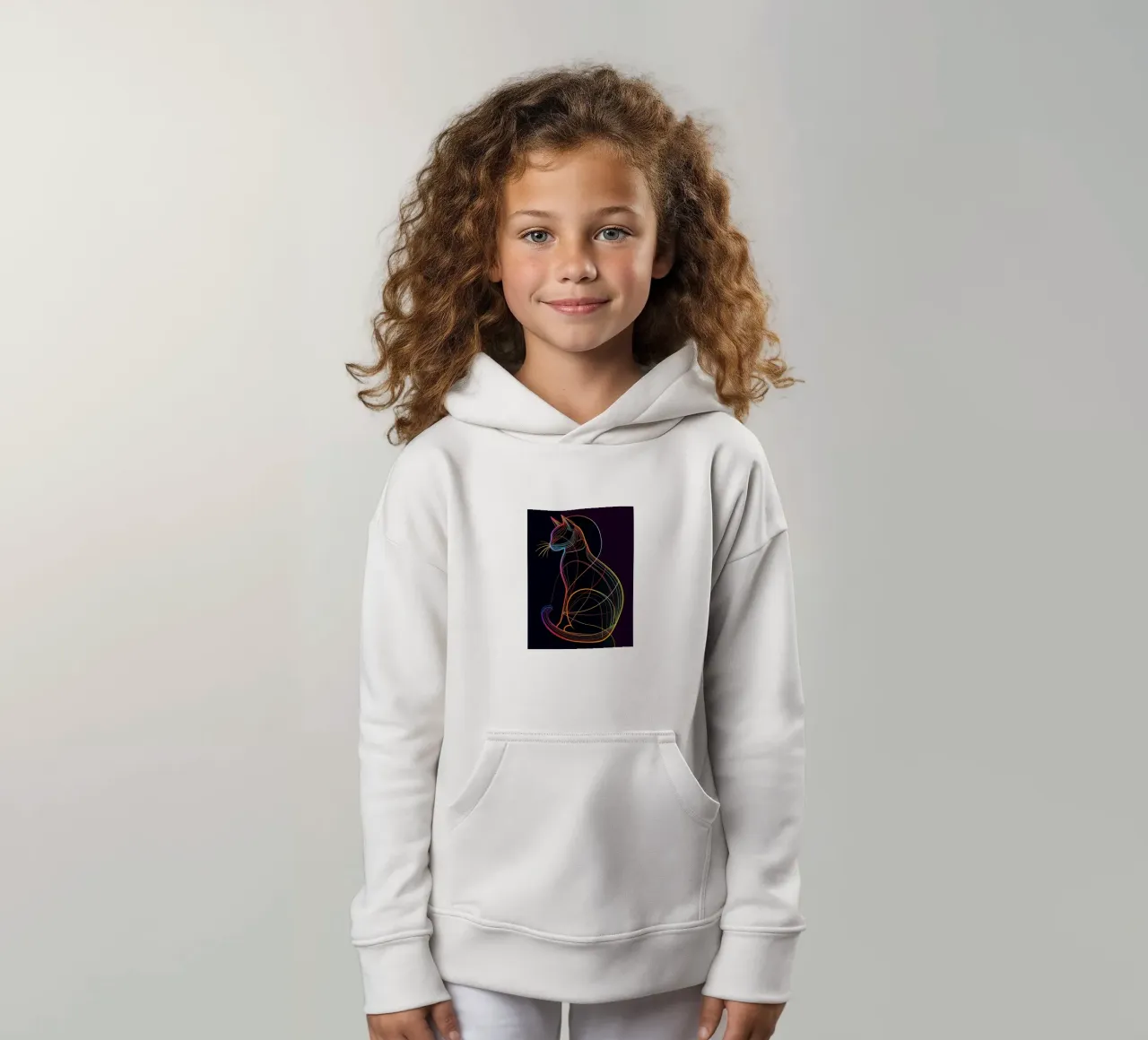 Gatto colorato in linea felpa bambino con cappuccio da ShopByHaru