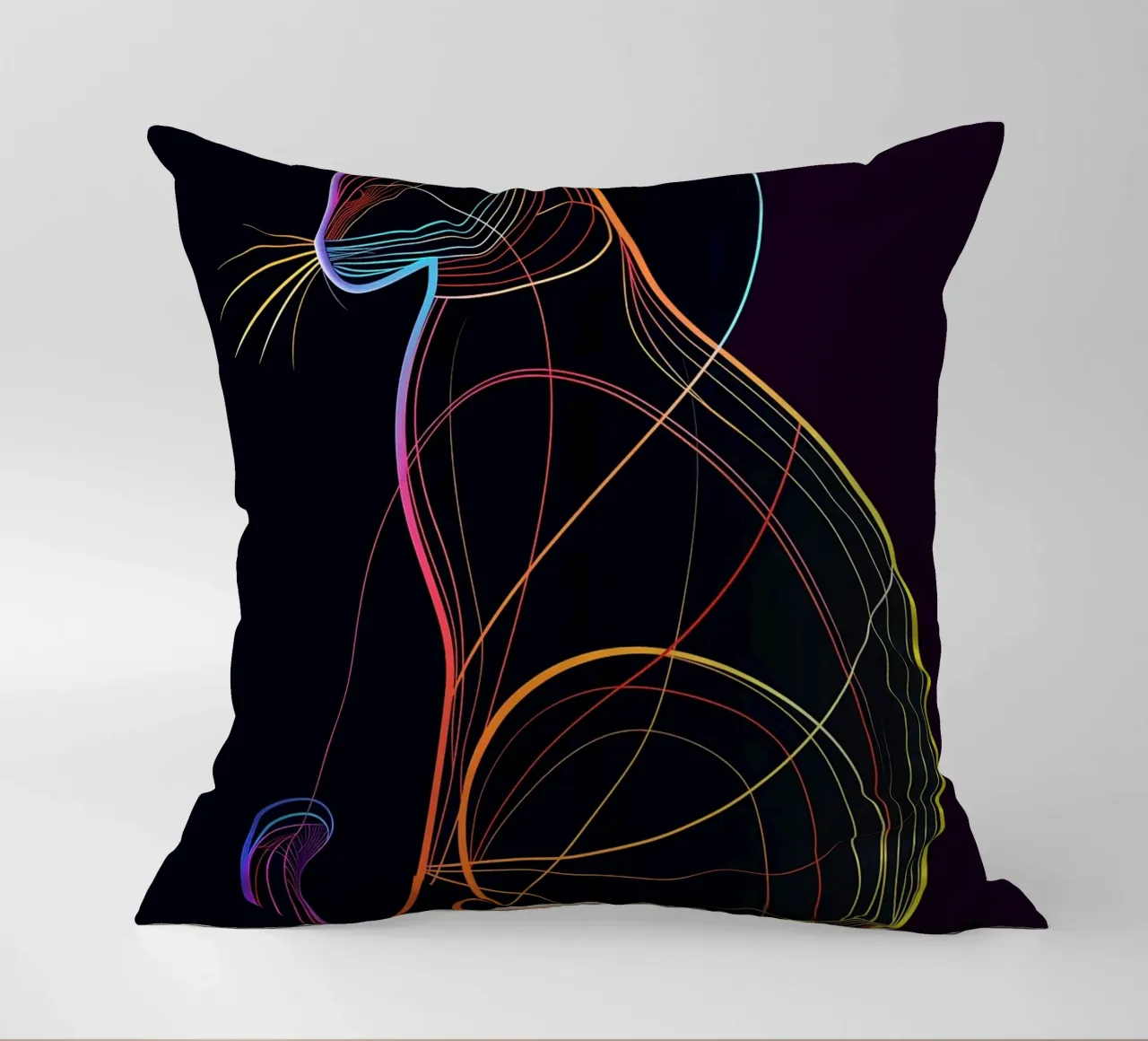 Gatto colorato in linea cuscino da ShopByHaru