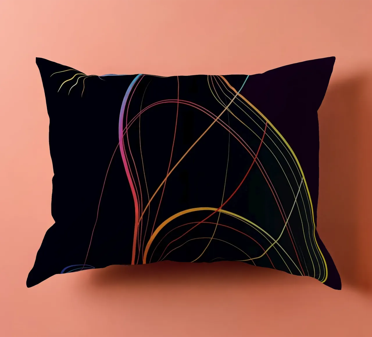 Gatto colorato in linea cuscino da ShopByHaru