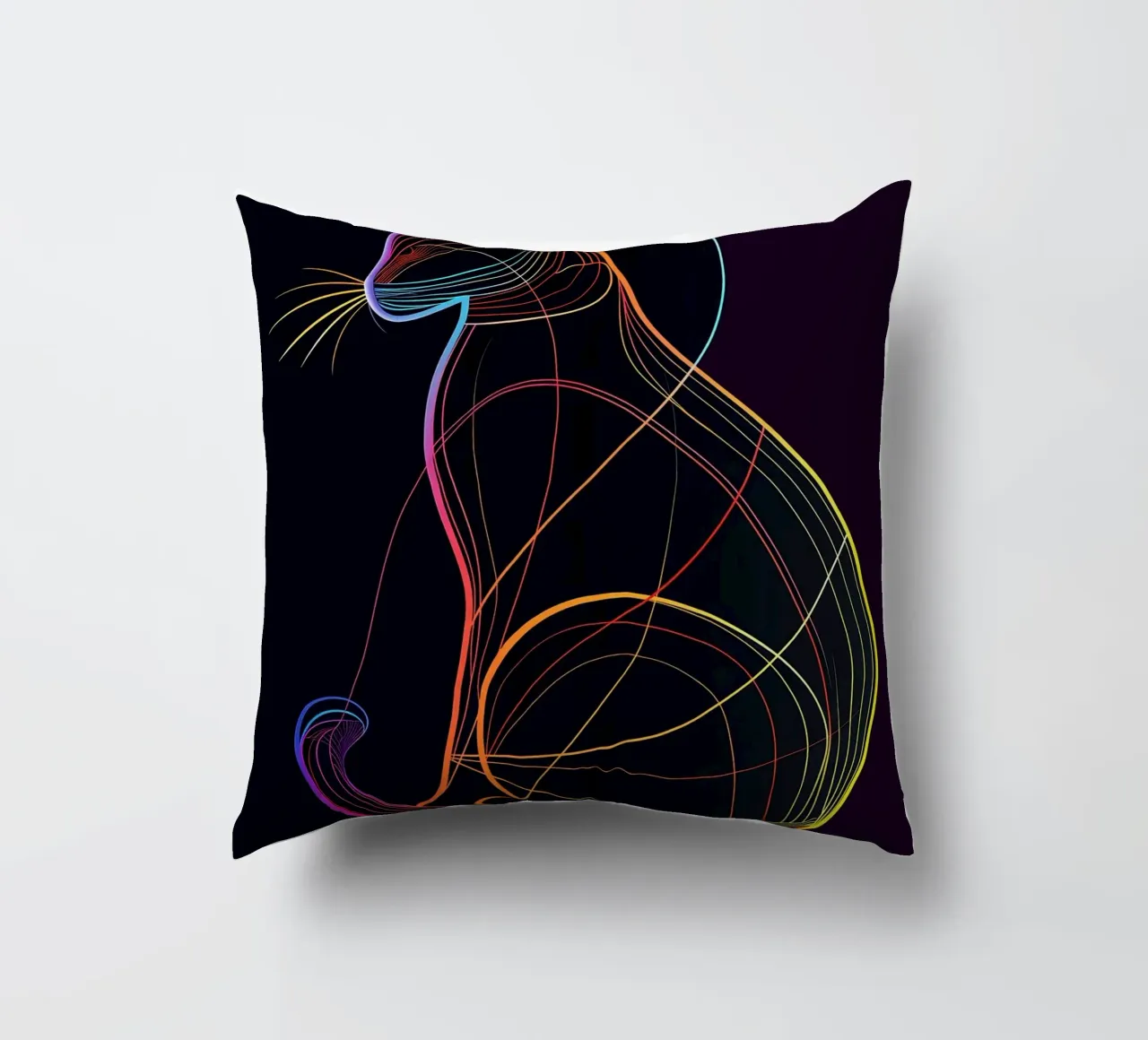 Gatto colorato in linea cuscino da ShopByHaru