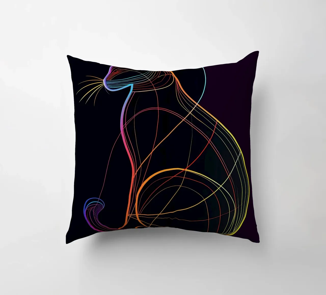 Gatto colorato in linea cuscino da ShopByHaru