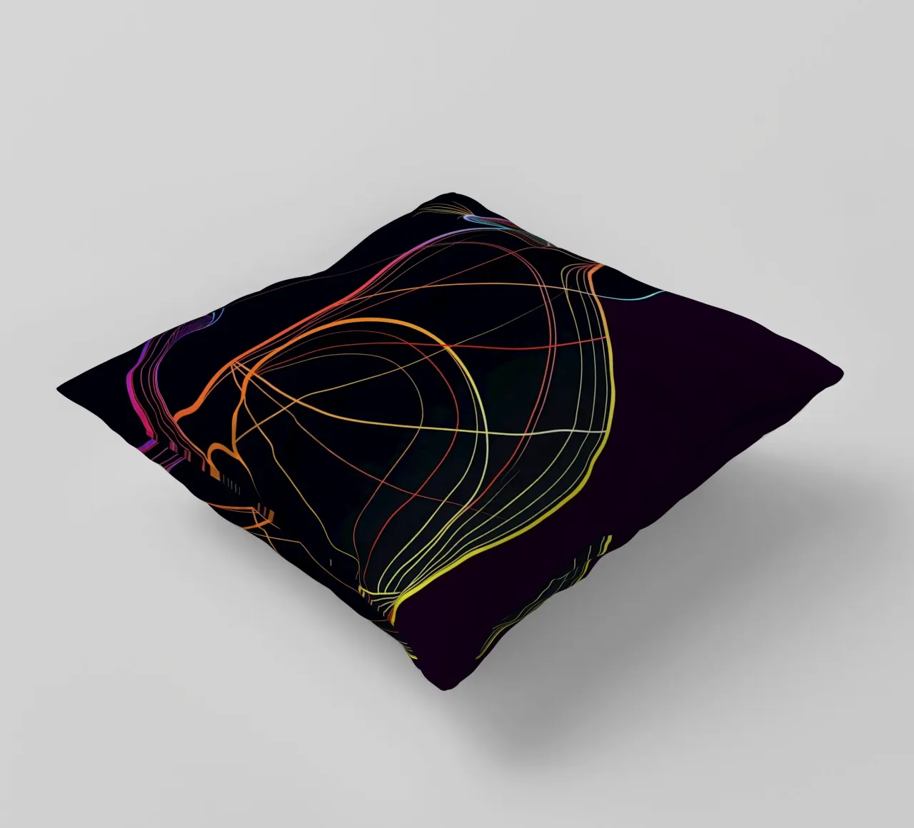 Gatto colorato in linea cuscino da ShopByHaru