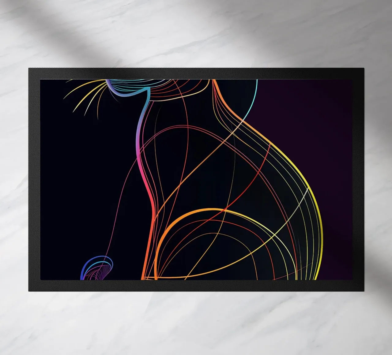 Colorful Line Art Cat doormat by ShopByHaru