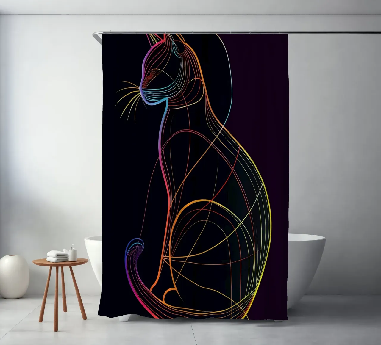 Gatto colorato in linea tenda da doccia da ShopByHaru