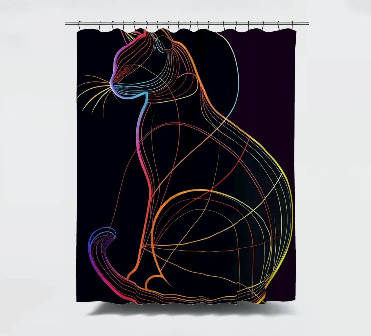 Gatto colorato in linea tenda da doccia da ShopByHaru