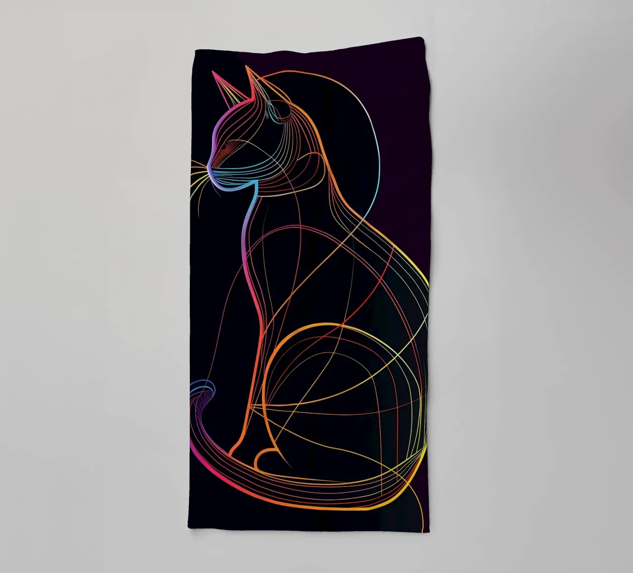 Gatto colorato in linea asciugamano da bagno da ShopByHaru
