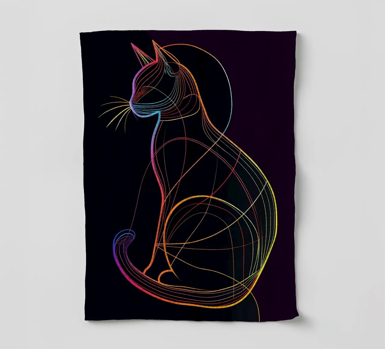 Chat coloré d'art linéaire torchon de ShopByHaru